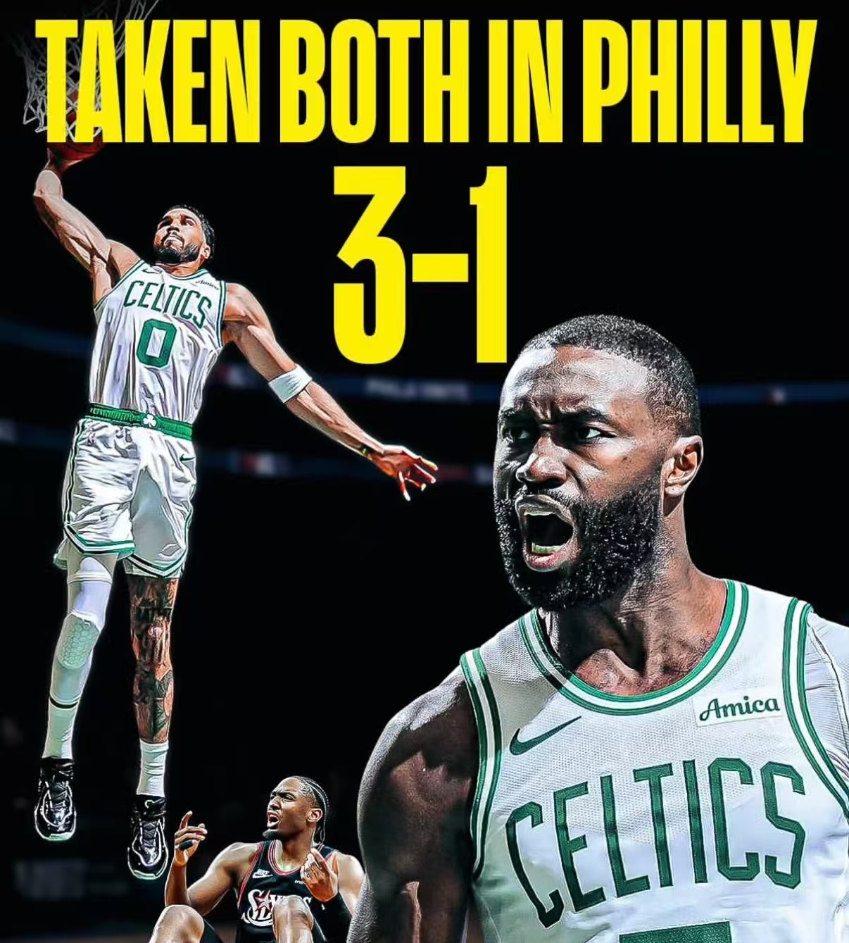 Celtics' trepointsbombardement overvælder Philadelphia, serie et ligger i deres hænder